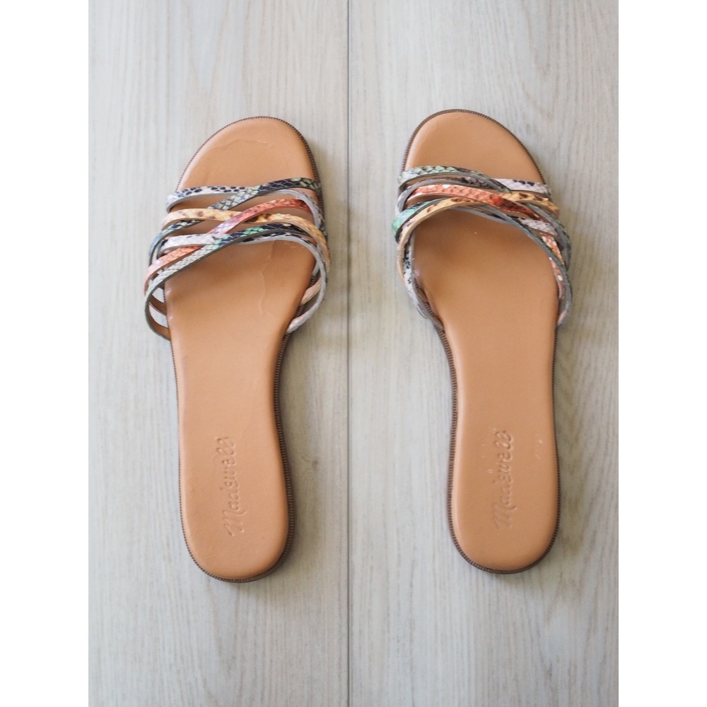 The Tracie Crisscross Slide Sandal in Snake Embossed Leather Boho 8 Good Strappy